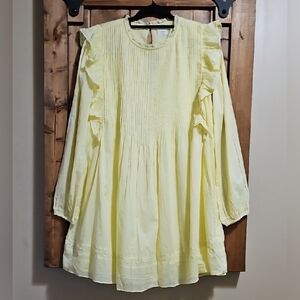 Aritzia Wilfred La Boheme Yellow Ruffled Elia Babydoll Mini Dress XS.